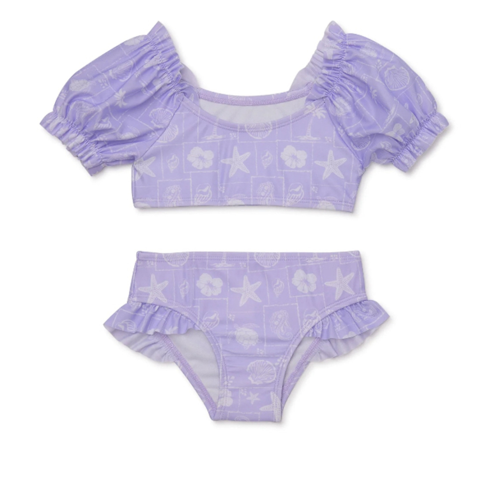 Wonder Nation Toddler Girl Puff Sleeve Bikini w/UV‎ Protection Size 3T & 4T NWT